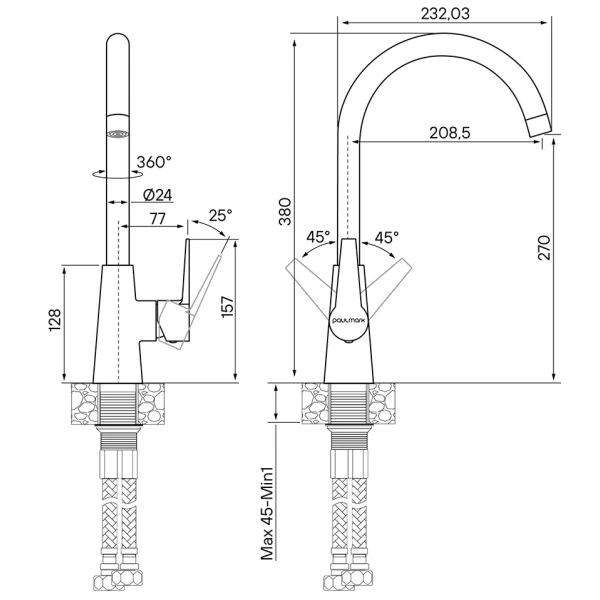 смеситель для кухни paulmark holstein ho212065-431