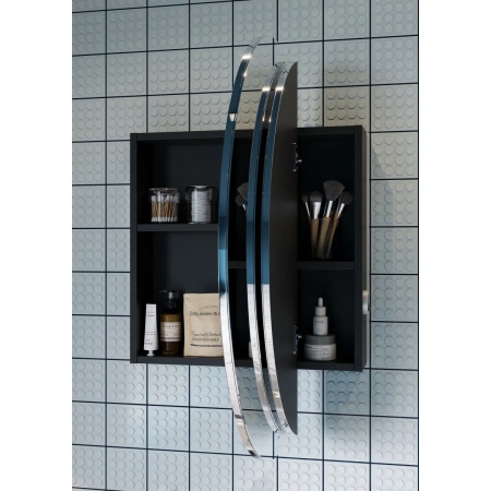 зеркальный шкаф roca luna zru9307737 80x80 см, с подсветкой, выключателем, антрацит