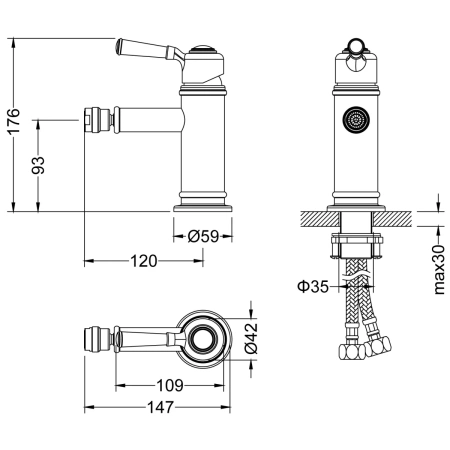 смеситель timo arisa 5312/00f для биде, без донного клапана, хром