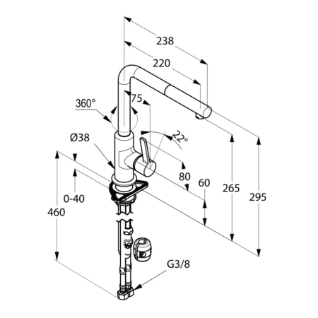 смеситель для кухни klud l-ine s 408510575