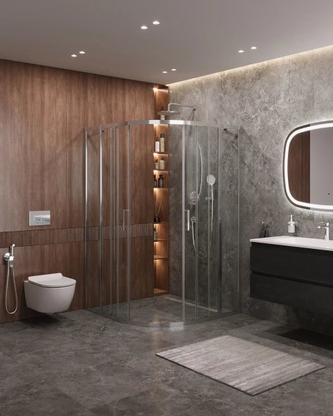 душевой уголок cezares molveno r-22 110х110 molveno-r-22-80+30-c-cr-iv профиль хром стекло прозрачное