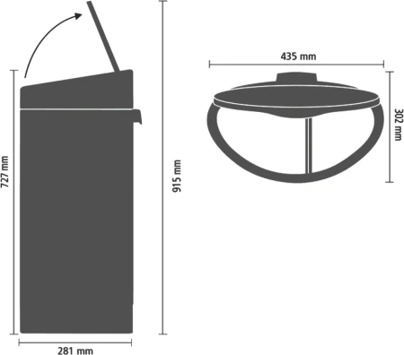 мусорное ведро brabantia touch bin 117909 10+23 л, платиновое