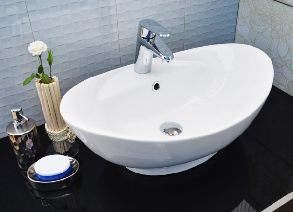 раковина ceramalux 9018 накладная, 59x39 см, цвет белая