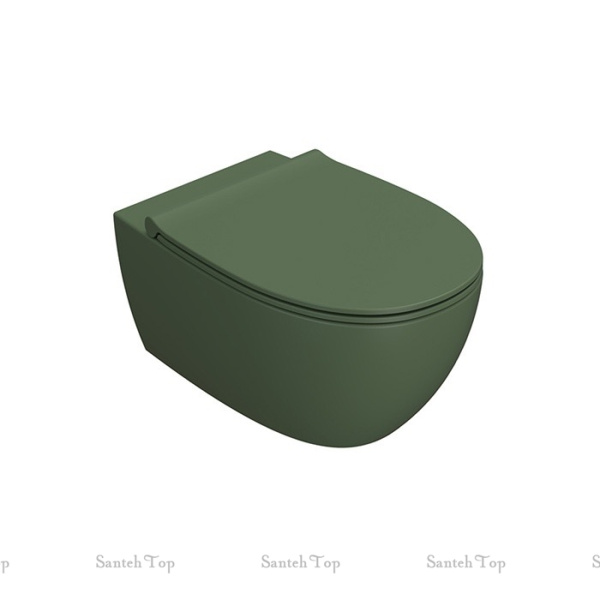 унитаз подвесной globo 4all mds03fe безободковый 36х54 см, зеленый матовый