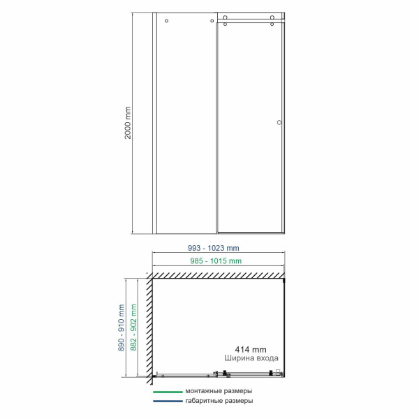 душевой уголок wasserkraft vils 56r 56r22, 100×90х200 см, профиль серебристый, стекло прозрачное