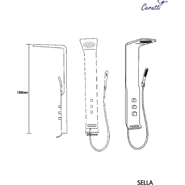 душевая панель cerutti spa sella b ct8989 с термостатом черная глянцевая