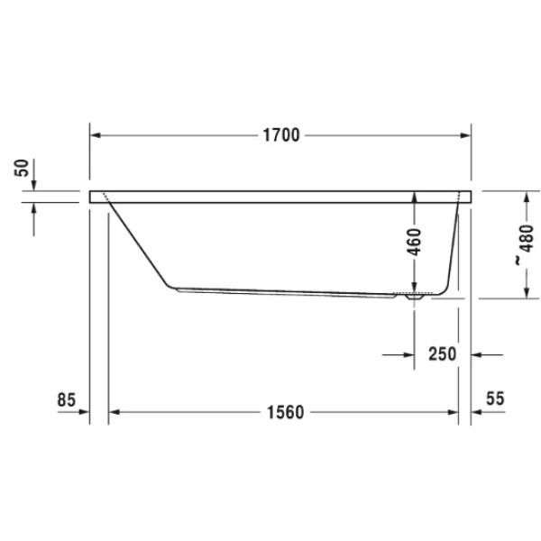 ванна duravit vero air 700412000000000 акриловая, built-in 170x75 см, белый