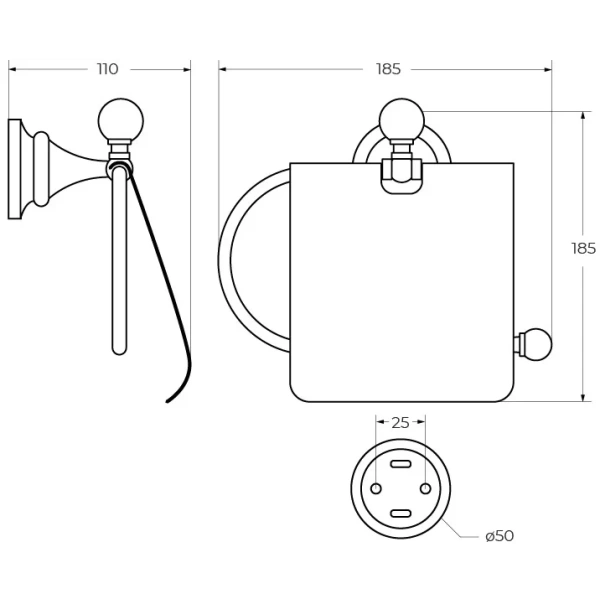 Держатель туалетной бумаги Cezares Olimp-TRH-02-M с крышкой Бронза