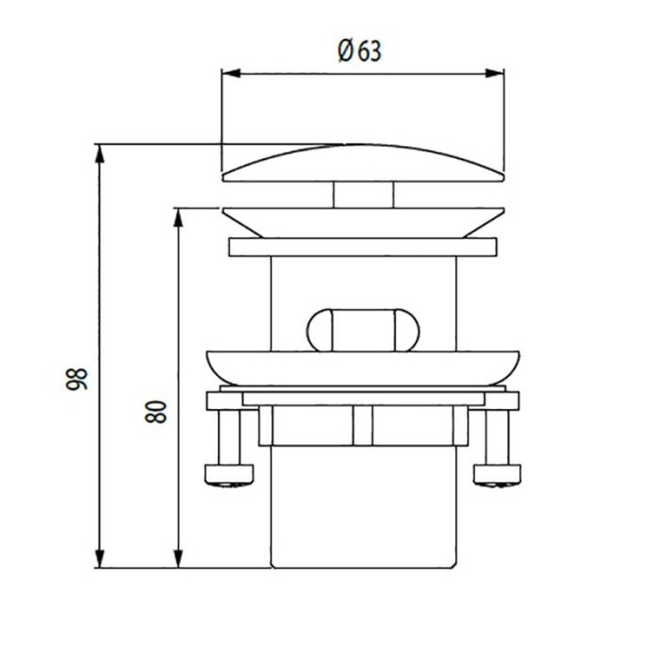 автоматический донный клапан bossini inox inz008.030 из нержавеющей стали 1"1/4, цвет: глянцевая сталь