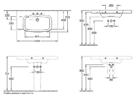 раковина villeroy & boch sentique 5142a001 подвесная/накладная, 100x52 см, альпийский белый
