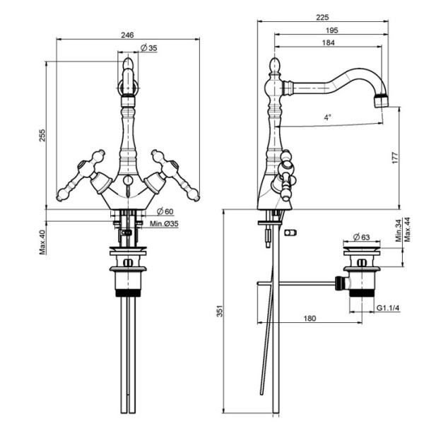 смеситель для раковины fima carlo frattini epoque f5061cr