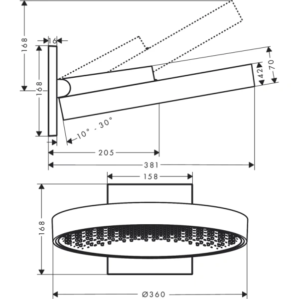 верхний душ hansgrohe rainfinity 360 1jet 26230000