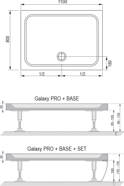 душевой поддон из искусственного камня ravak gigant pro chrome 110x80 xa04d401010 белый