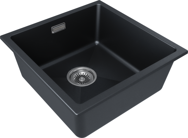 кухонная мойка 455 мм paulmark lumi 45uni lu45-blm, it-granit, цвет черный металлик