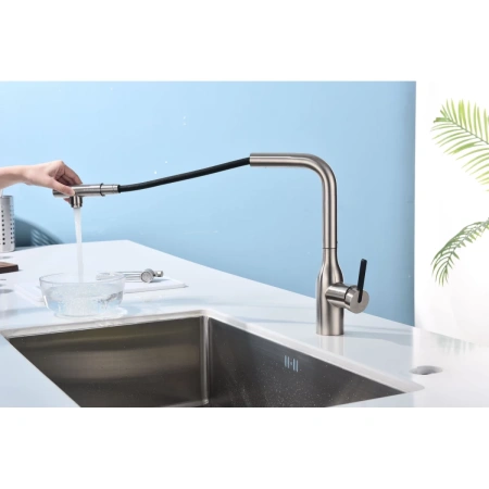 смеситель для кухни с подключением к фильтру paulmark viper vi213105-ni, цвет никель