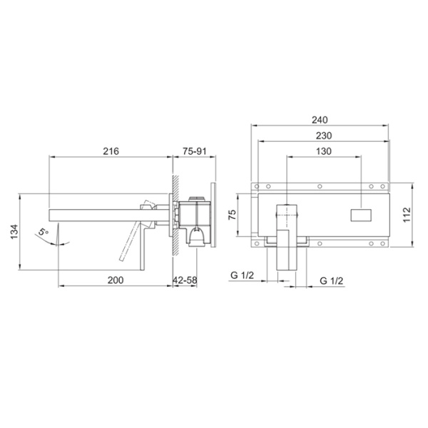 смеситель для раковины fantini ar/38 38 02 e213sb левый