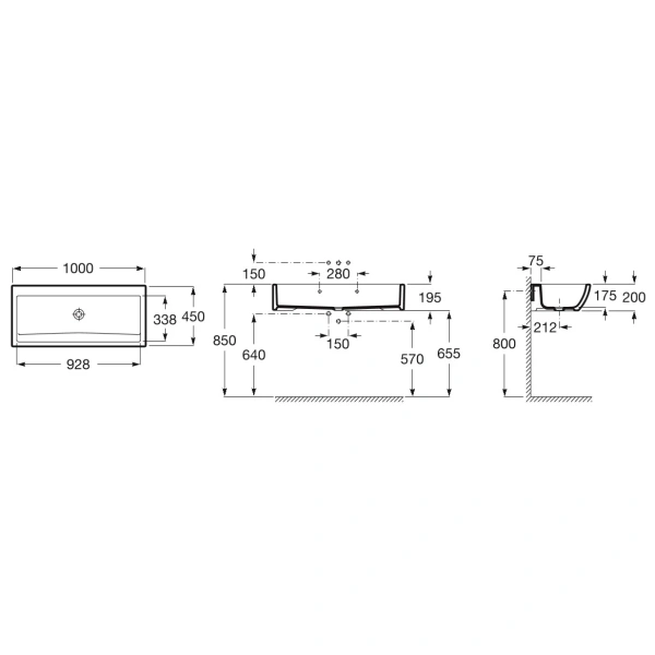 раковина 100x45 см roca access 368pb8000