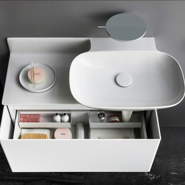 раковина 90х45х12см.laufen ino 8.1330.1.757.104.1, накладная, 1 отв., полка слева, цвет: белый матовый