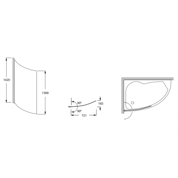 шторка на ванну jacob delafon micromega duo 79х140 e4910-ga профиль хром, стекло прозрачное
