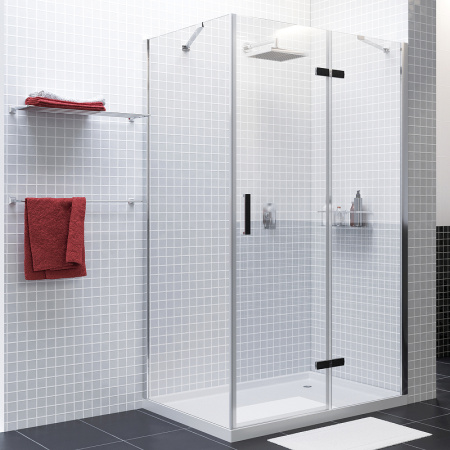 душевой уголок wasserkraft aller 120×90 r 10h07rblack профиль хром, стекло прозрачное