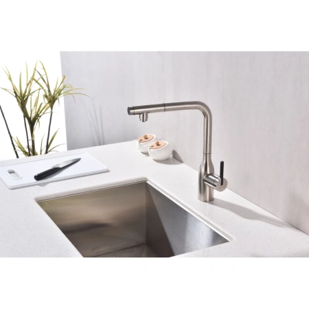 смеситель для кухни с подключением к фильтру paulmark viper vi213105-ni, цвет никель