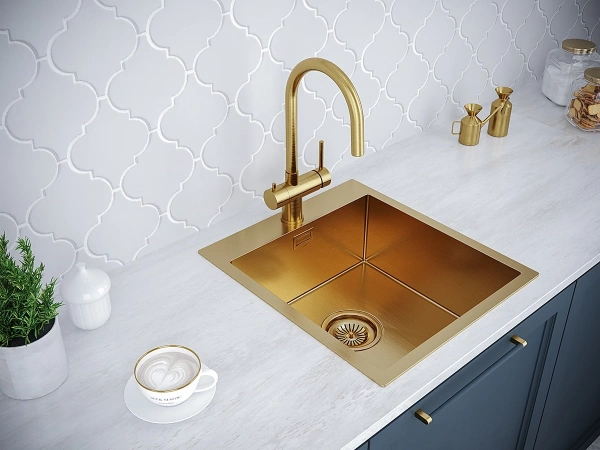 смеситель для кухни paulmark heller he213218-bg, брашированное золото