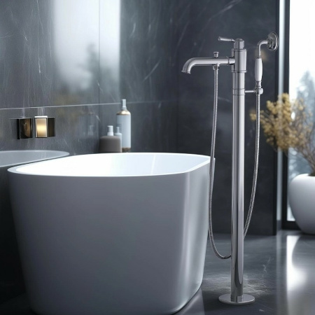 смеситель для ванны aquatek классик aq1545cr, напольный, с внутренней частью, цвет хром.