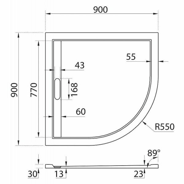 душевой поддон из искусственного камня cezares tray as 90x90 tray-as-r-90-30-w белый