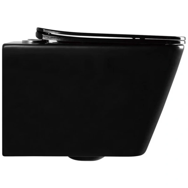 унитаз подвесной abber rechteck ac1200mb безободковый, с сиденьем микролифт, черный матовый