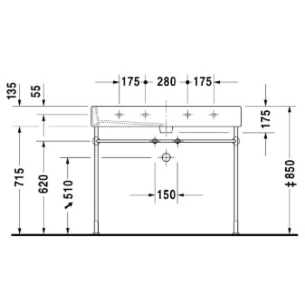 раковина накладная/подвесная 100 см duravit vero 0454100000