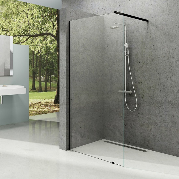 душевая перегородка ravak walk-in wall 140 gw9wm0300z1 профиль черный стекло transparent
