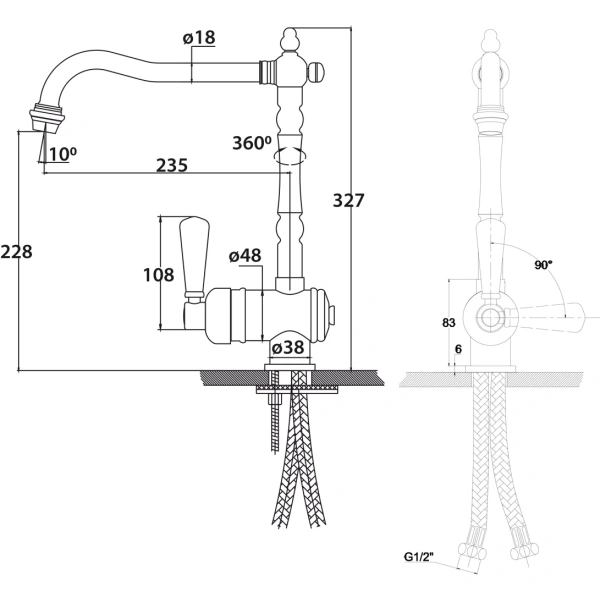 смеситель для кухни kaiser vincent 31066-3