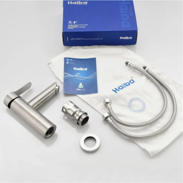 смеситель для раковины haiba hb10801 цвет нержавеющая сталь