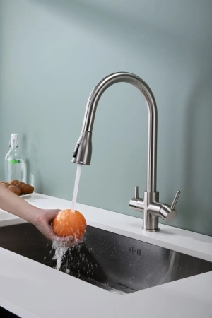 смеситель для кухни paulmark lange la214212-ni с подключением к фильтру, цвет никель