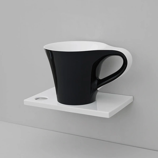 раковина, artceram, cup, шгв 690*500*425, отверстия для смесителя-отсутствуют, цвет-черный/белый