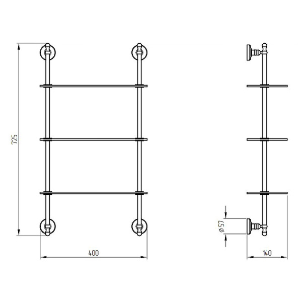 Стеклянная полка Migliore Mirella 17273 цвет хром \ золото