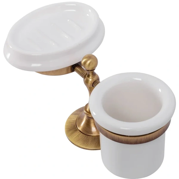 Стакан и мыльница Cezares OLIMP-STT-02-M Бронза Белая