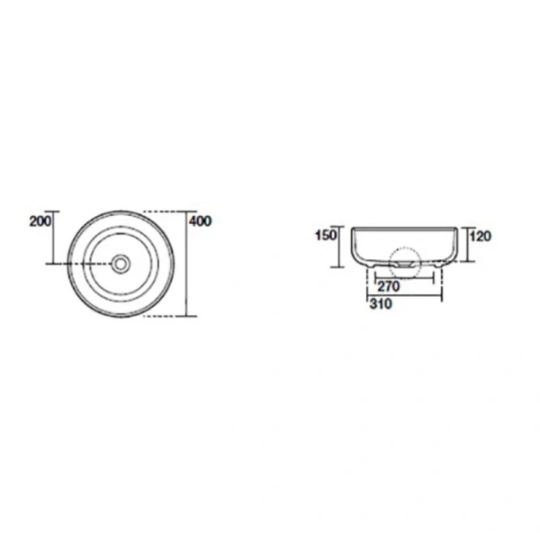 раковина накладная kerasan nolita 534475 40 см, цвет: borgogna matt