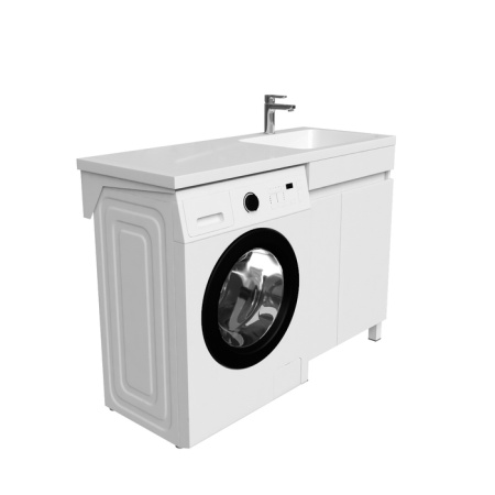 тумба с умывальником iddis optima home oph12rdi95k, напольная для стиральной машины с дверцами, 120 см, правая, белая