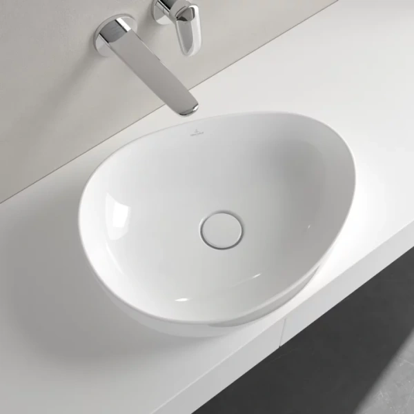 раковина villeroy & boch antao 4a7351r1 накладная, 51x40 см, альпийский белый с покрытием ceramicplus