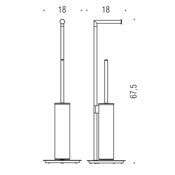 Стойка с аксессуарам Colombo Design Mini B4018.OM напольная, с держателем т|б, Ёршик для унитаза, PVD золото матовое
