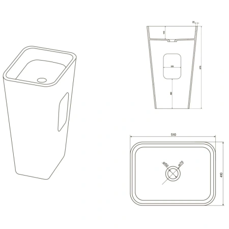 раковина напольная nt bagno marmolado nt606, 51 х 41 см