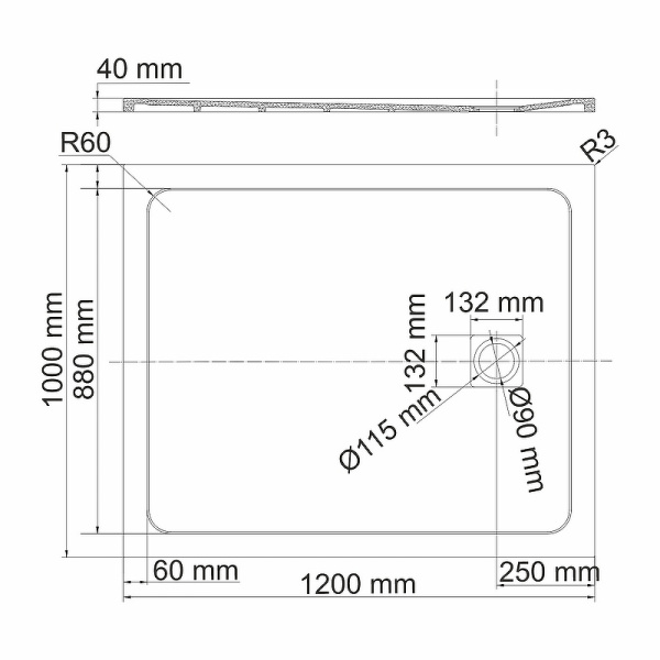 душевой поддон из искусственного камня wasserkraft rhin 120x100 44t10 белый матовый