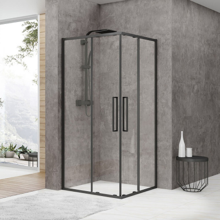 душевой уголок black&white stellar wind s872-900х900 профиль черный стекло прозрачное